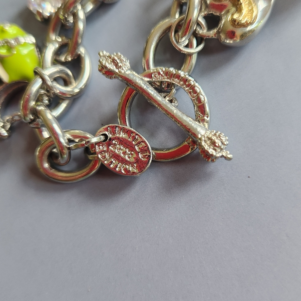 Juicy Couture Silver Tone 8 Charms Bracelet with Yellow and Pink Accents 2008 - Picture 8 of 17
